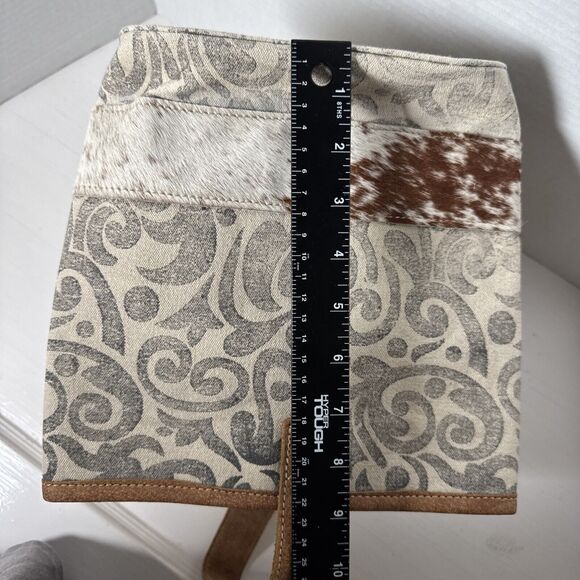 Myra Leather  Double Wine Bottle Bag Tote  Cowhide Leather Canvas - Picture 12 of 12